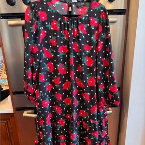 Kate Spade Black Dress with Red and White Floral Accents